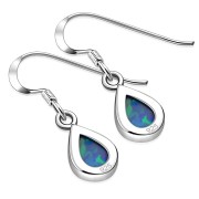 Synthetic Azure Opal Drop Sterling Silver Earrings, e404